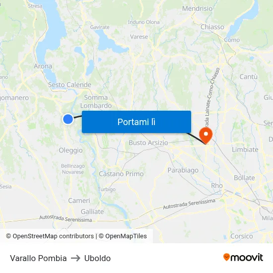 Varallo Pombia to Uboldo map