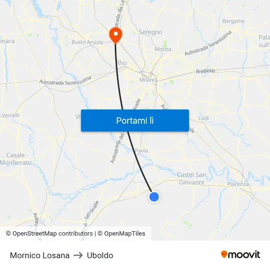 Mornico Losana to Uboldo map