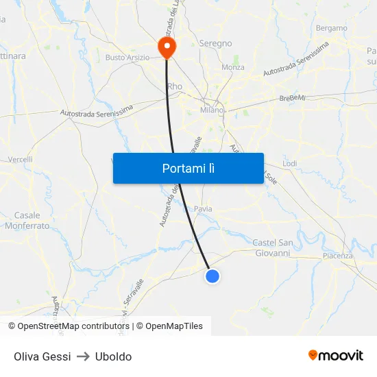 Oliva Gessi to Uboldo map