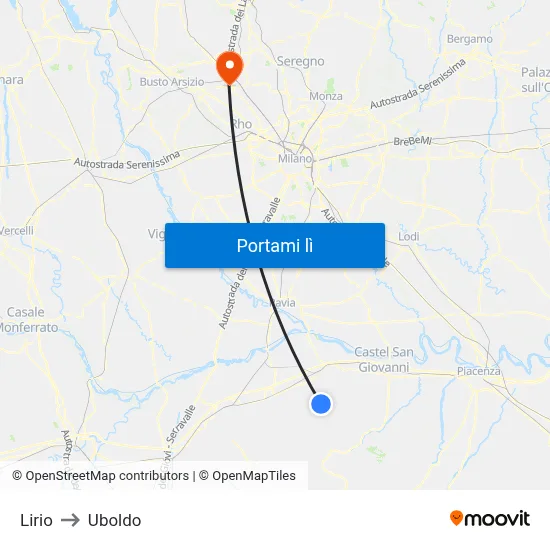 Lirio to Uboldo map