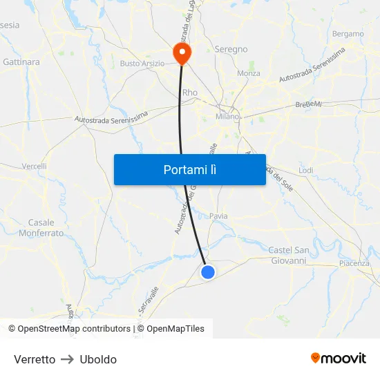 Verretto to Uboldo map