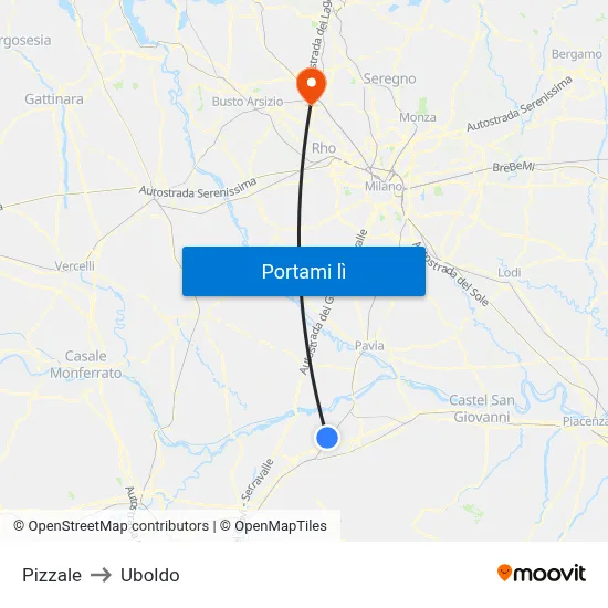 Pizzale to Uboldo map