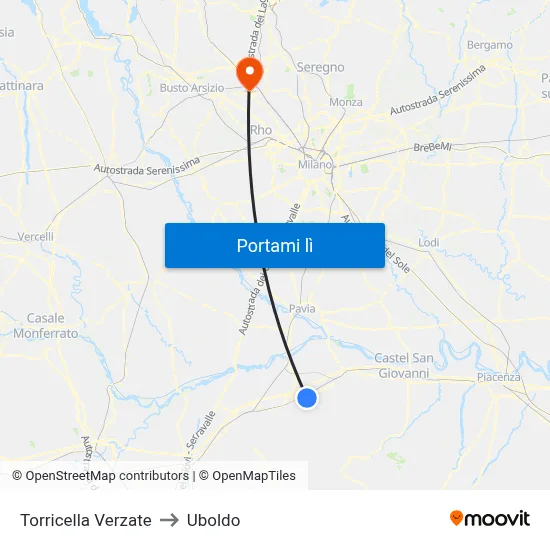 Torricella Verzate to Uboldo map