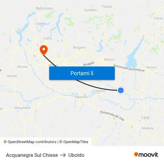 Acquanegra Sul Chiese to Uboldo map