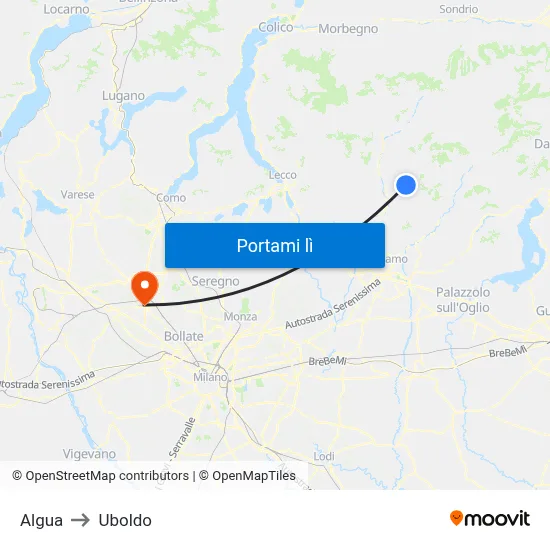Algua to Uboldo map