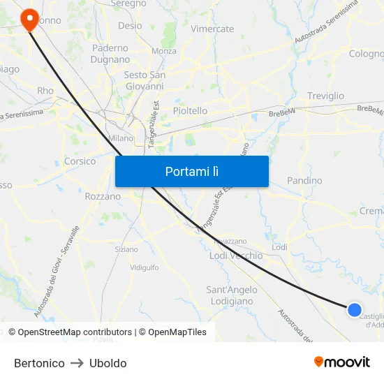 Bertonico to Uboldo map