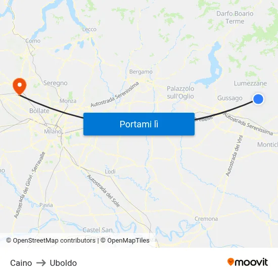 Caino to Uboldo map