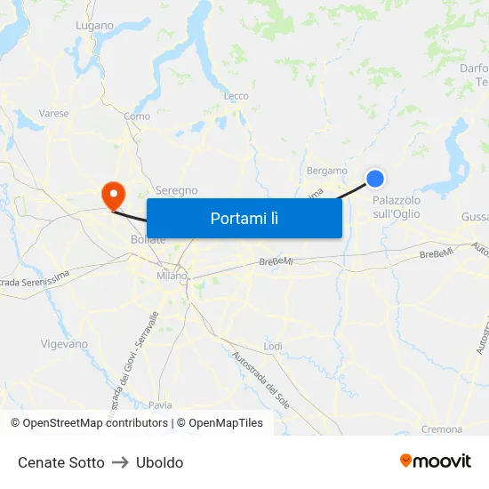 Cenate Sotto to Uboldo map