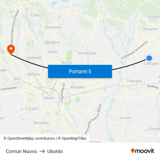 Comun Nuovo to Uboldo map