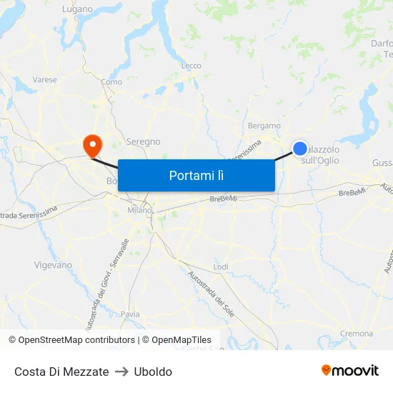 Costa Di Mezzate to Uboldo map