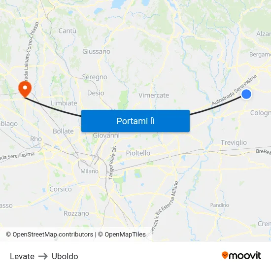 Levate to Uboldo map