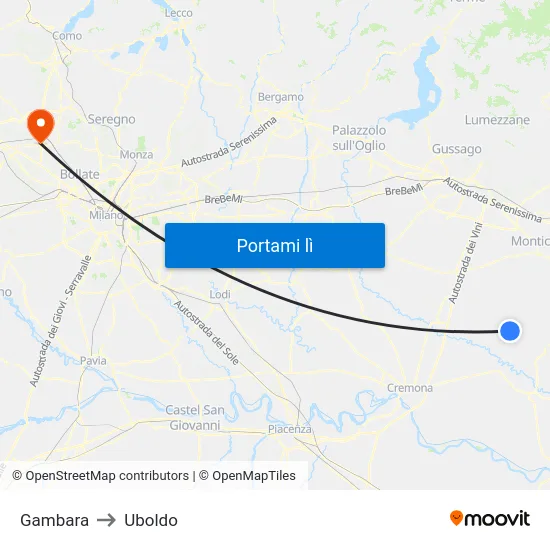 Gambara to Uboldo map