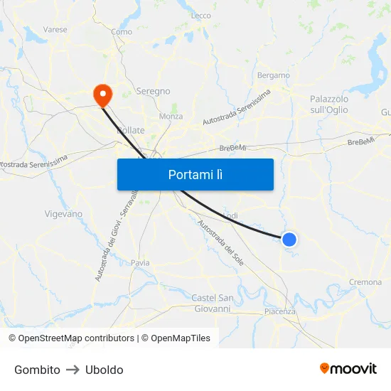 Gombito to Uboldo map