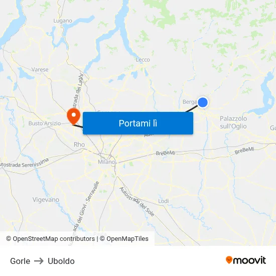 Gorle to Uboldo map