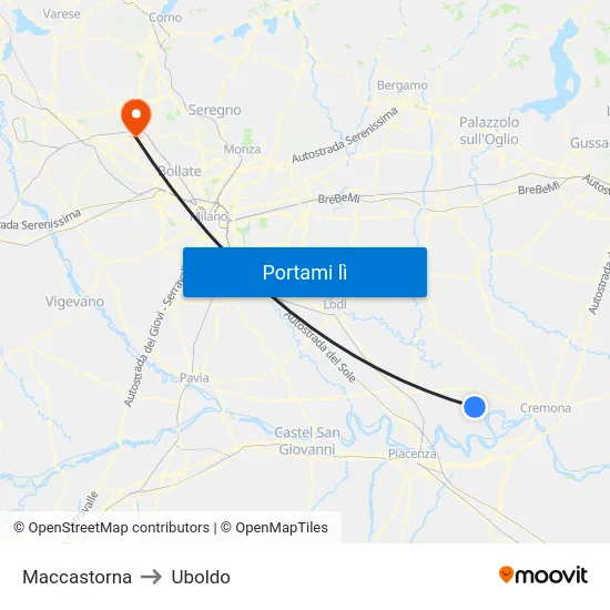 Maccastorna to Uboldo map
