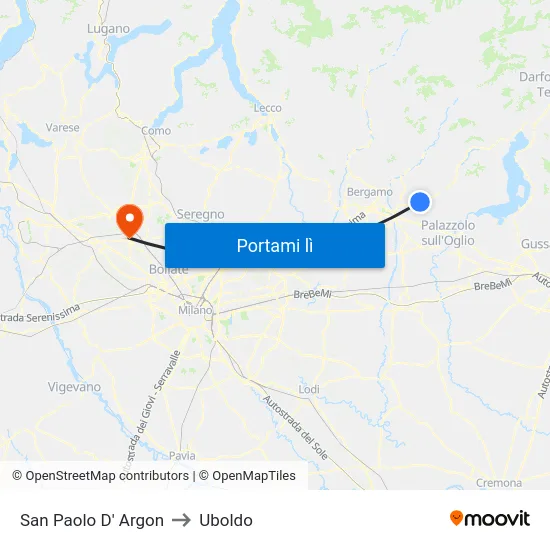 San Paolo D' Argon to Uboldo map