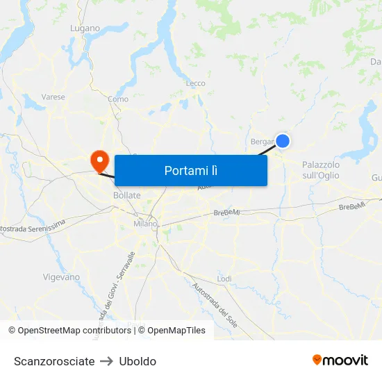 Scanzorosciate to Uboldo map