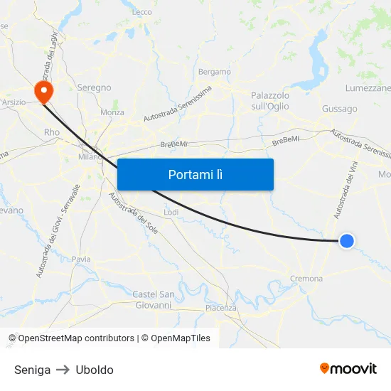 Seniga to Uboldo map