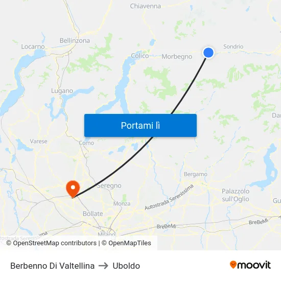 Berbenno Di Valtellina to Uboldo map