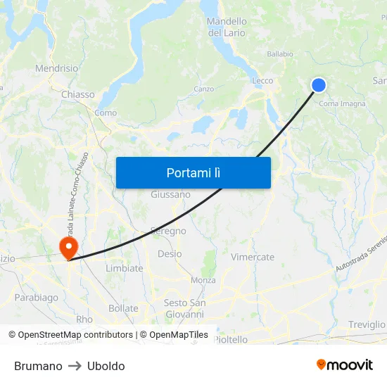 Brumano to Uboldo map
