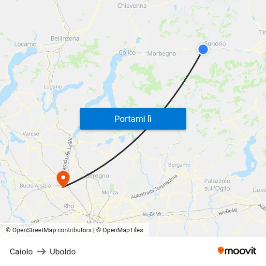 Caiolo to Uboldo map