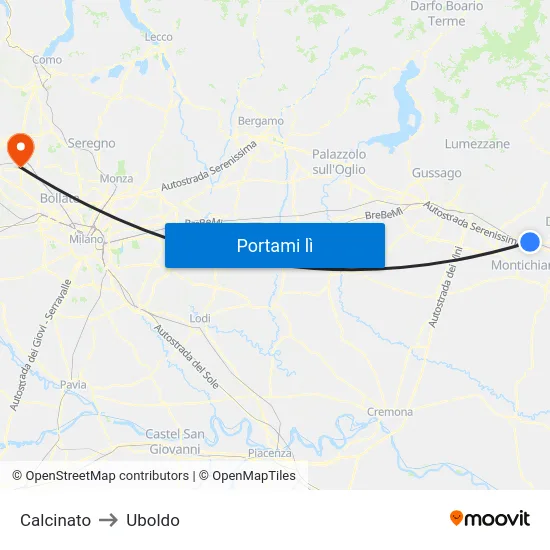 Calcinato to Uboldo map