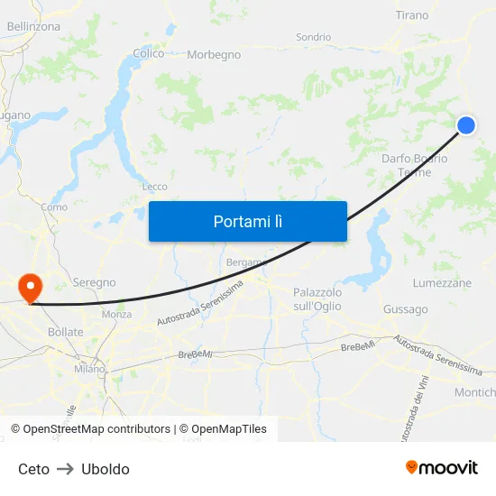 Ceto to Uboldo map