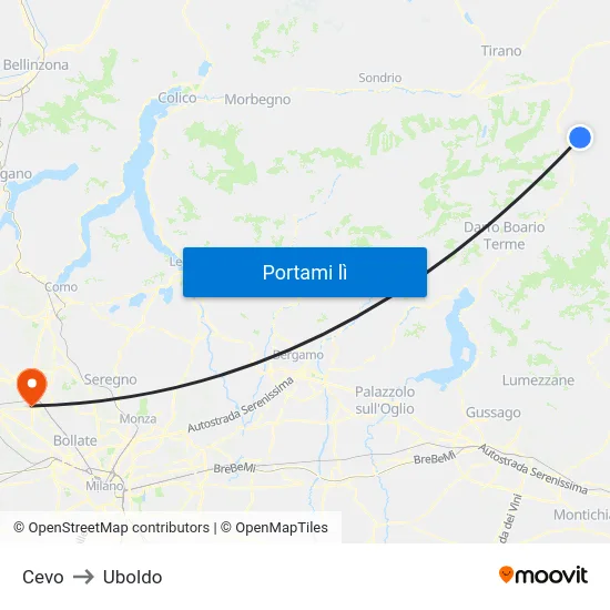 Cevo to Uboldo map