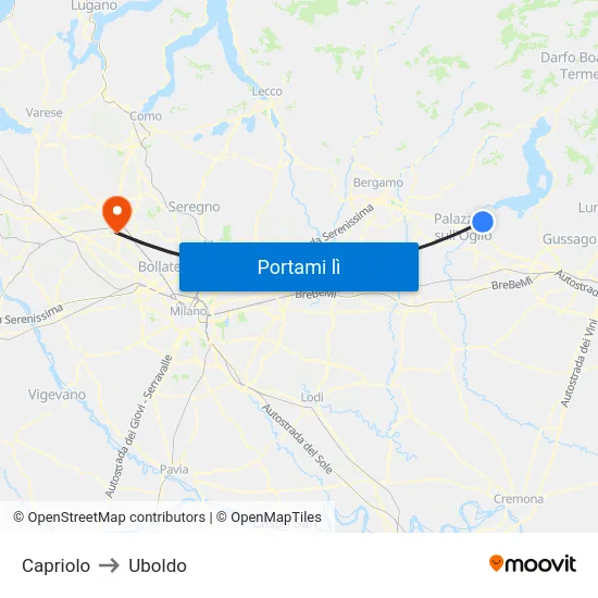 Capriolo to Uboldo map