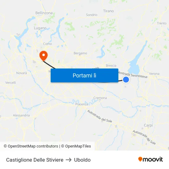 Castiglione Delle Stiviere to Uboldo map