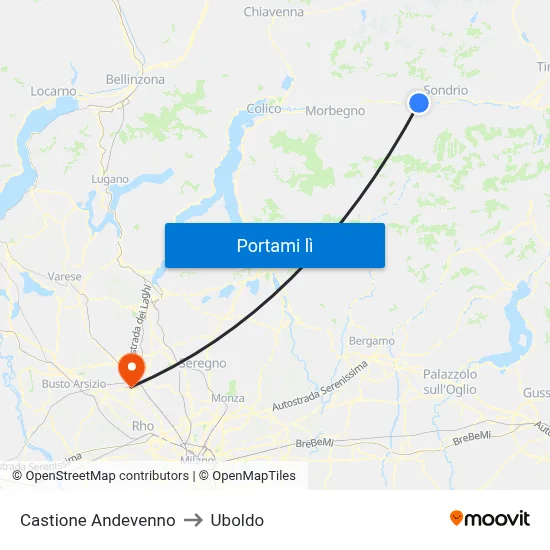 Castione Andevenno to Uboldo map