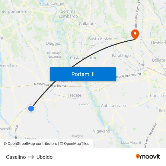 Casalino to Uboldo map
