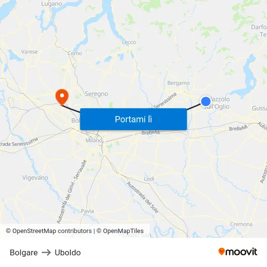 Bolgare to Uboldo map