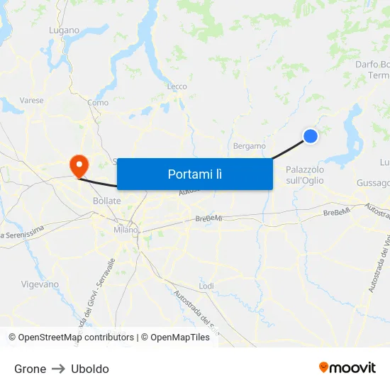 Grone to Uboldo map