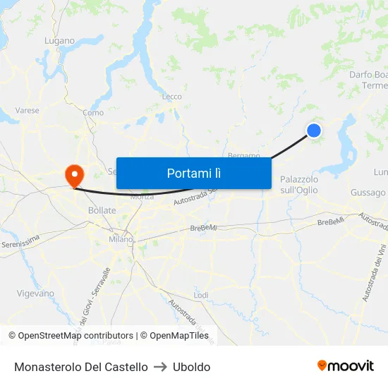 Monasterolo Del Castello to Uboldo map