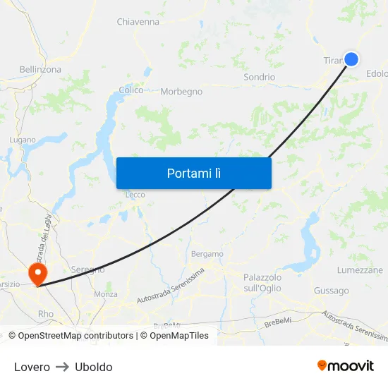 Lovero to Uboldo map