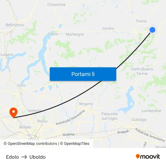 Edolo to Uboldo map