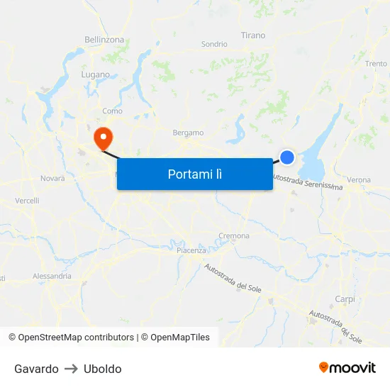 Gavardo to Uboldo map