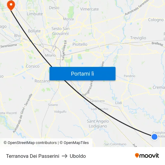 Terranova Dei Passerini to Uboldo map