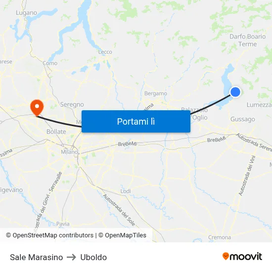 Sale Marasino to Uboldo map