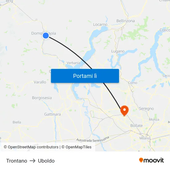 Trontano to Uboldo map