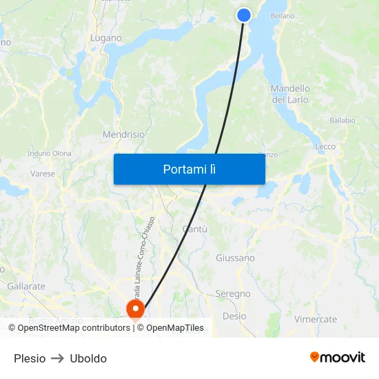 Plesio to Uboldo map