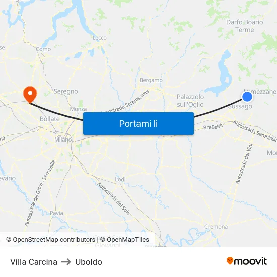 Villa Carcina to Uboldo map