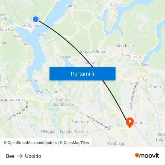 Bee to Uboldo map