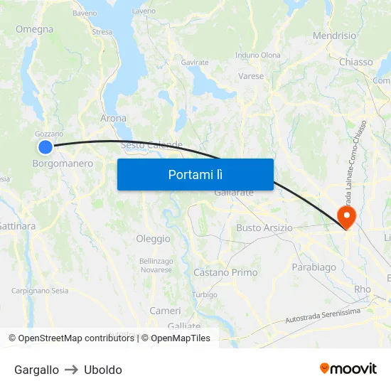 Gargallo to Uboldo map