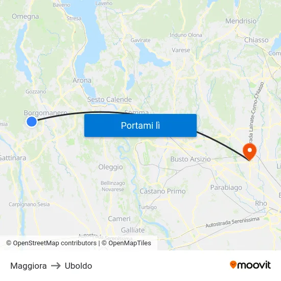 Maggiora to Uboldo map
