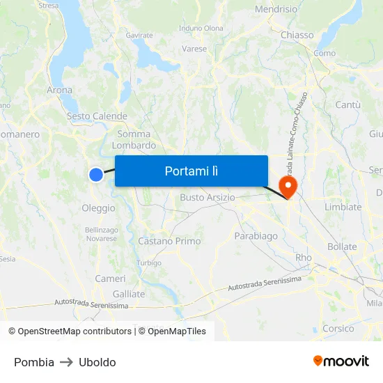 Pombia to Uboldo map