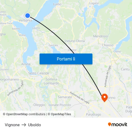 Vignone to Uboldo map