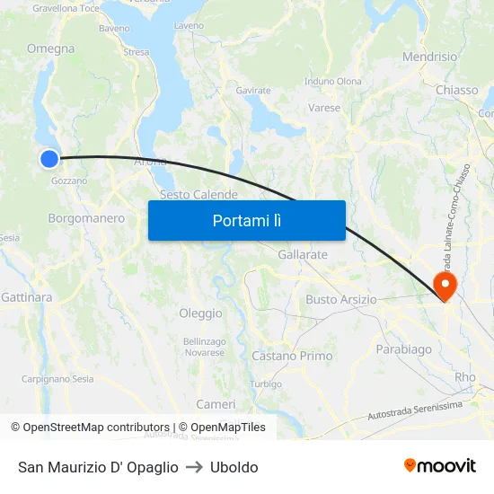 San Maurizio D' Opaglio to Uboldo map