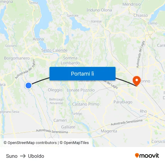 Suno to Uboldo map